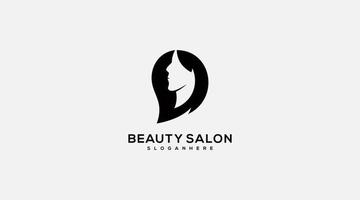 ilustração de modelo de vetor de design de logotipo de salão de beleza de mulher