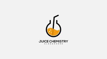 química de suco com ilustração vetorial de design de logotipo laranja fresco moderno vetor
