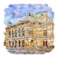 wien áustria esboço em aquarela ilustração desenhada à mão vetor