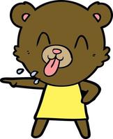 urso de desenho animado enfiando a língua para fora vetor