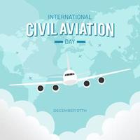 dia internacional da aviação civil 7 de dezembro com ilustração de avião vetor