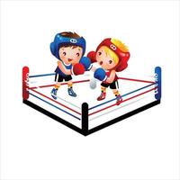 logotipo de boxe design de logotipo de esporte de mascote de boxe, luva de boxe, dia de boxe, soco de kickboxing, crianças brincando, criança, esporte vetor