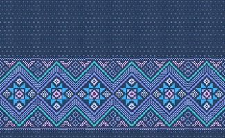 padrão étnico de pixel, fundo de marrocos bordado vetorial, estilo asteca de linha geométrica, padrão azul em ziguezague vetor