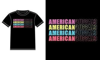 design de t-shirt de tipografia colorida de búfalo americano vetor