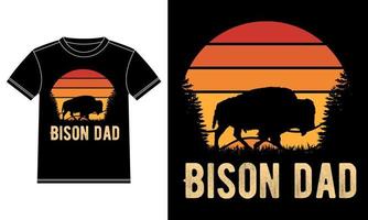 design de camiseta vintage de pai bisonte americano vetor