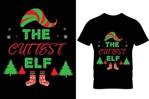 design de camiseta de natal o elfo mais fofo vetor