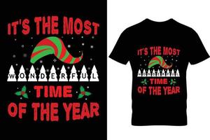 design de camiseta de natal é a época mais maravilhosa do ano vetor