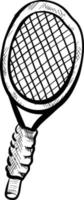 desenho de raquete de tênis, ilustração, vetor em fundo branco.