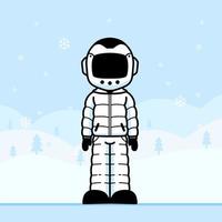 astronauta bonito vestindo casaco no inverno. vetor