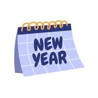 texto de feliz ano novo na ilustração vetorial de data de calendário de escritório vetor