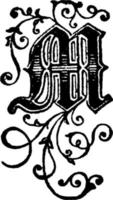 letra decorativa m, ilustração vintage vetor