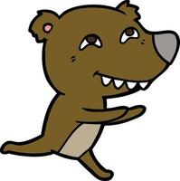 urso de desenho animado mostrando os dentes vetor