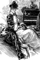 mulher sentada, ilustração vintage vetor