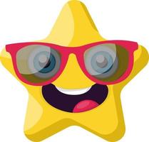 emoji de estrela amarela fofa com ilustração vetorial de óculos de sol rosa em um fundo branco vetor