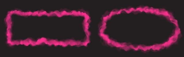 conjunto realista vetorial de quadros de nuvens de fumaça rosa vetor