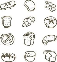 diferentes tipos de pão, ilustração, vetor em um fundo branco