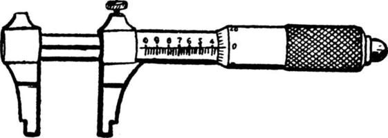 pinça de micrômetro, ilustração vintage vetor