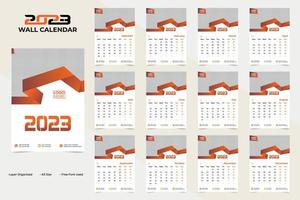 design de calendário de parede abstrato e elegante para feliz ano novo 2023 vetor