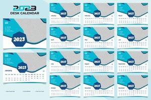 design de modelo de calendário de mesa abstrato de ano novo 2023 vetor