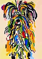 retrato de cachorro desgrenhado de arco-íris abstrato colorido vetor