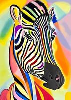 retrato de zebra abstrato colorido vetor