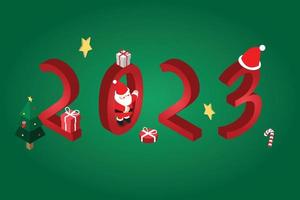 promoção de modelo de banner isométrico 2023 e natal para publicidade com papai noel vetor