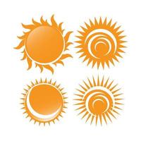 conjunto de ilustrações de logotipo de ícone de vetor de sol laranja amarelo de explosão de sol