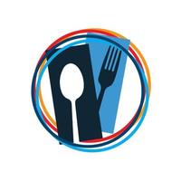 colher e garfo logotipo abstrato vetor gráfico ícone de comida símbolo para cozinhar café ou restaurante de negócios