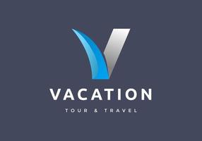 o logotipo da letra v é adequado para agências de turismo e viagens. vetor