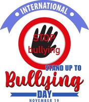 internacional stand up to bullying day design de cartaz vetor