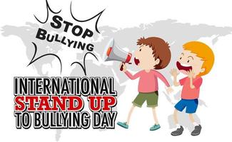 internacional stand up to bullying day design de cartaz vetor