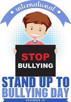 internacional stand up to bullying day design de cartaz vetor
