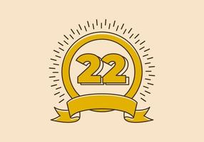 distintivo de círculo amarelo vintage com o número 22 nele