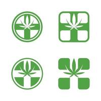 logotipo de cannabis e vetor de ícone de folha de maconha