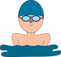 nadador com óculos, ilustração, vetor em fundo branco.