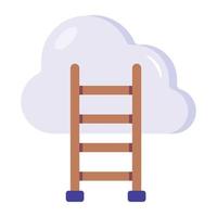 nuvem com escada, denotando o conceito de ícone plano de crescimento de carreira vetor