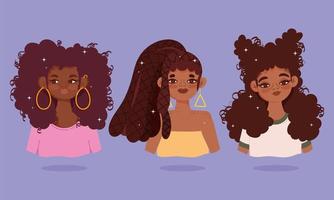 conjunto de mulheres jovens afro-americanas vetor