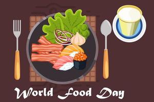 design do dia mundial da comida com prato vetor