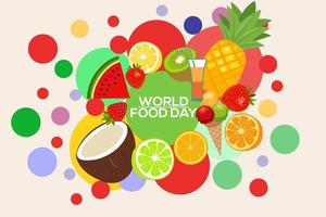 design do dia mundial da comida com frutas e círculos vetor