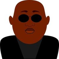 homem negro usando óculos escuros, ilustração, vetor em fundo branco.