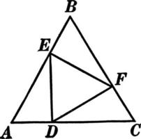 triângulo equilátero inscrito em um triângulo equilátero, ilustração vintage vetor