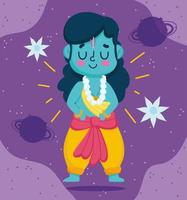 feliz festival dussehra da índia, personagem de desenho animado senhor rama vetor