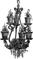 suporte de vaso de flores pendurado, ilustração vintage. vetor