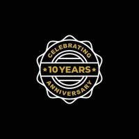 vetor de logotipo de comemoração de aniversário de 10 anos