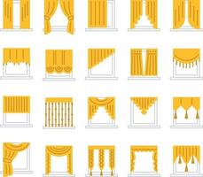 cortinas douradas, ilustração, vetor, sobre um fundo branco. vetor