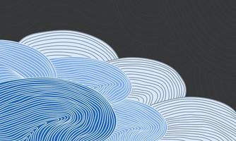 design japonês oceano papel de parede ondas azuis fundo doodle linha nuvem vetor