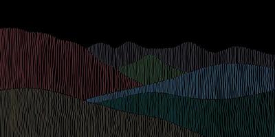 fundo preto abstrato design de linha japonesa papel de parede colorido paisagem de montanha vetor