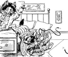 três gatinhos 11, ilustração vintage vetor