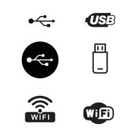 ícone usb wifi isolado no fundo branco vetor