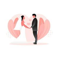 noiva e noivo amantes casamento - ilustração plana vetor